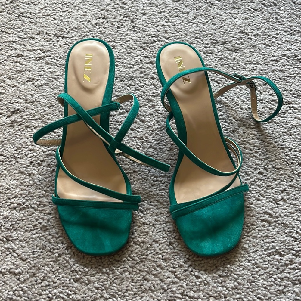 Inez Sofia suede strappy heels, size 9M